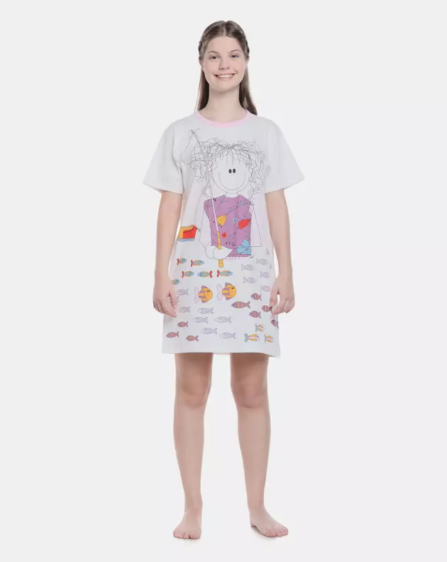 Camisão Feminino Adulto Manga Curta