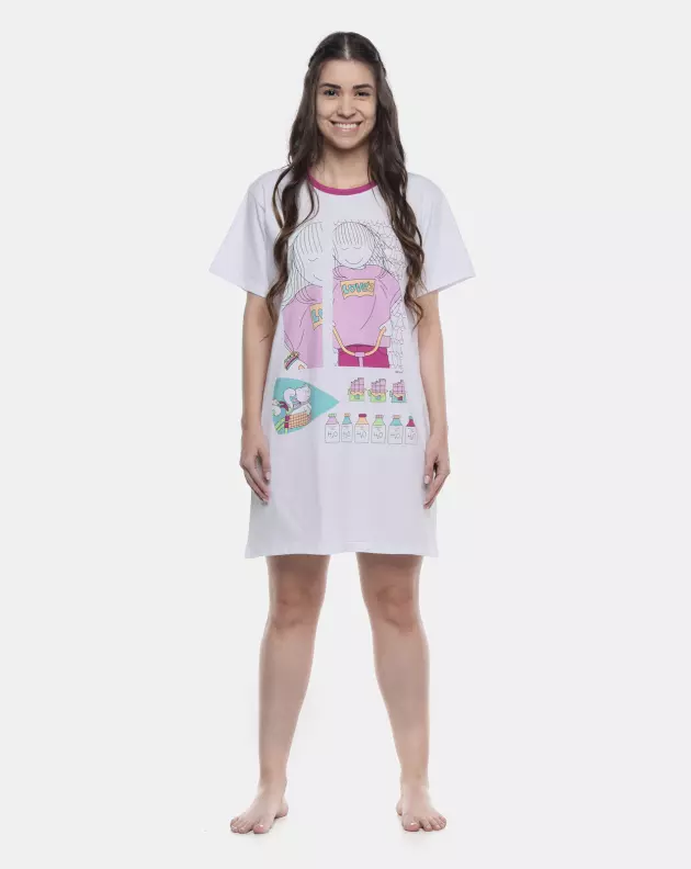 Camisão Feminino Adulto Manga Curta