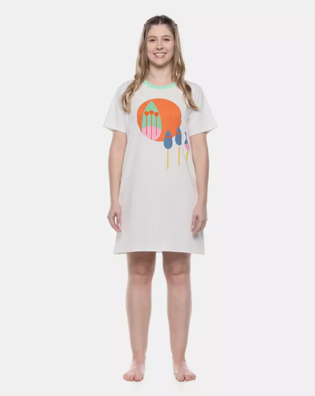 Camisão Feminino Adulto Manga Curta