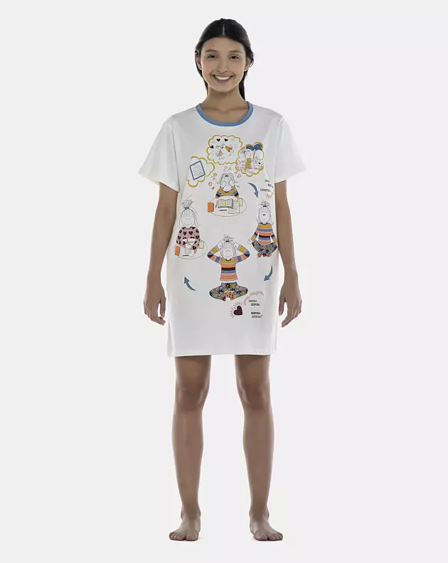 Camisão Feminino Adulto Manga Curta