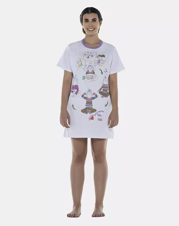 Camisão Feminino Adulto Manga Curta