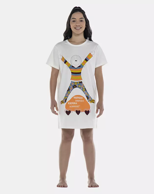 Camisão Feminino Adulto Manga Curta