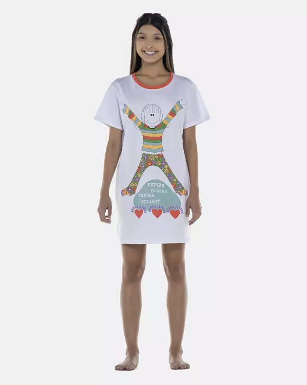 Camisão Feminino Adulto Manga Curta