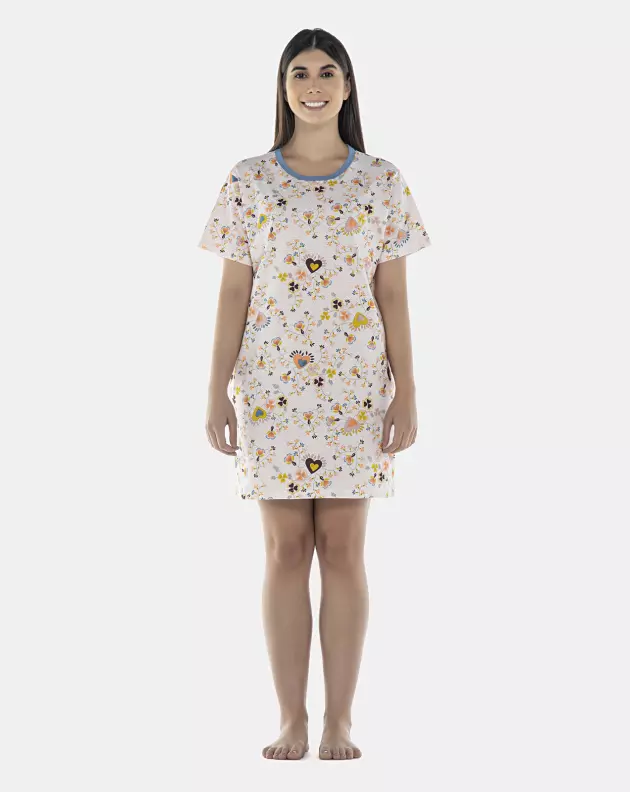 Camisão Feminino Adulto Manga Curta