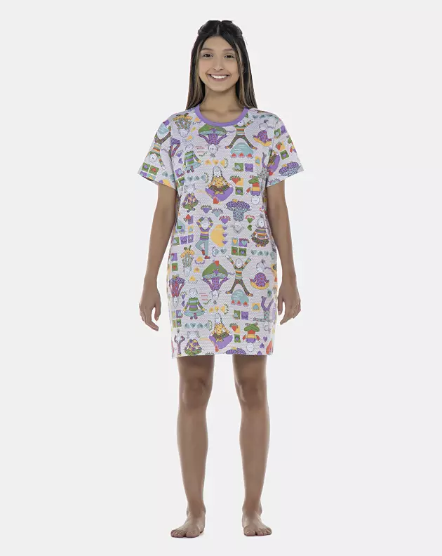 Camisão Feminino Adulto Manga Curta