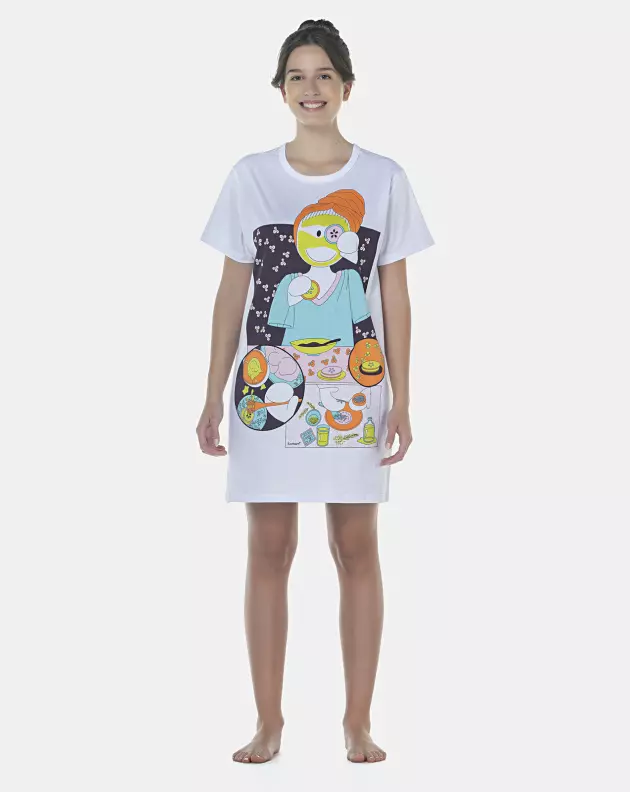 Camisão Feminino Adulto Manga Curta