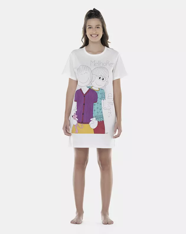 Camisão Feminino Adulto Manga Curta