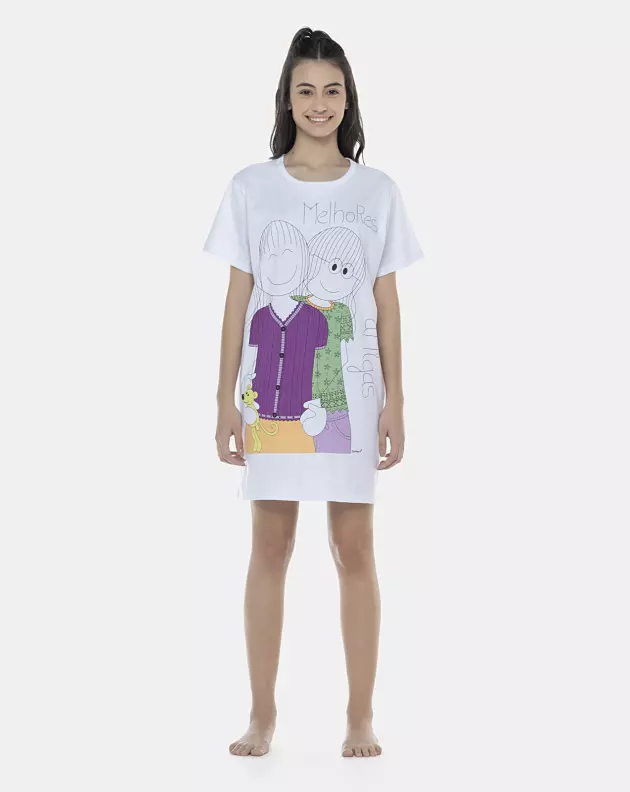 Camisão Feminino Adulto Manga Curta