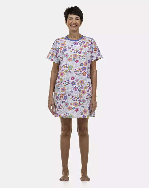 Camisão Feminino Adulto Manga Curta