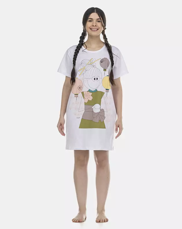 Camisão Feminino Adulto Manga Curta