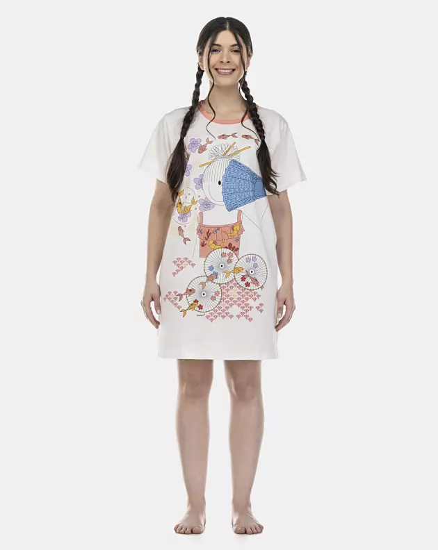 Camisão Feminino Adulto Manga Curta