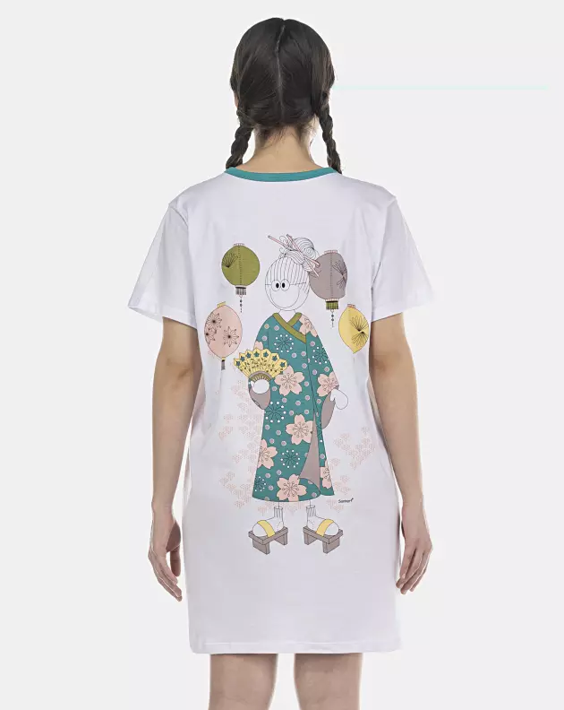 Camisão Feminino Adulto Manga Curta