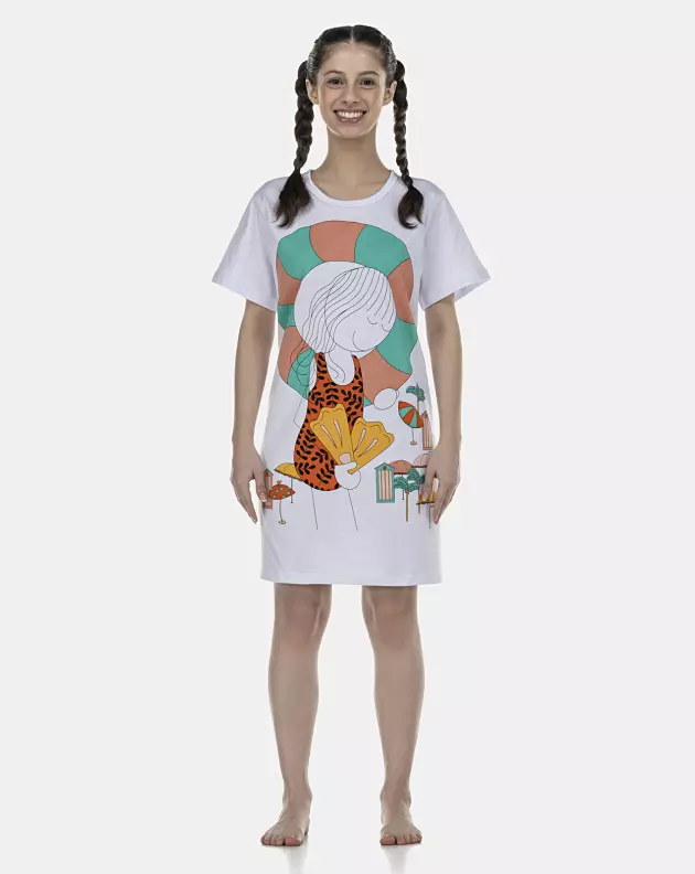 Camisão Feminino Adulto Manga Curta