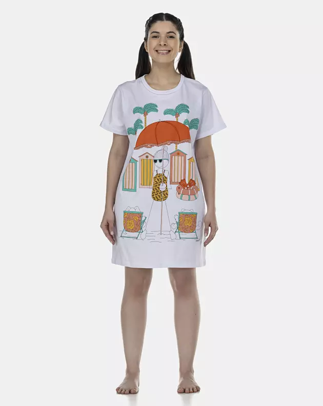 Camisão Feminino Adulto Manga Curta