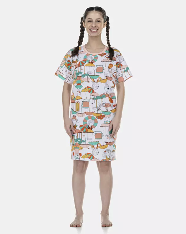 Camisão Feminino Adulto Manga Curta