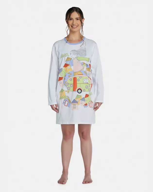 Camisão Feminino Adulto Manga Longa