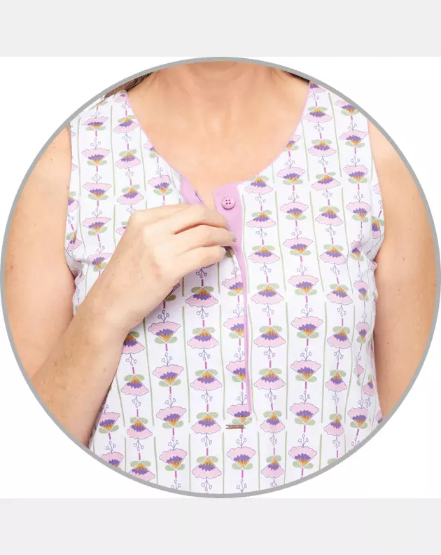 Pijama camisola Sonhart Feminina regata Larga clássica Floral 