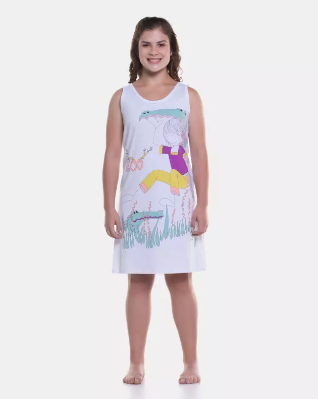 Pijama Sonhart | Camisola Feminina regata Média Estampa Pat