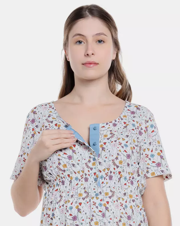 Camisola Feminina Gestante Manga Curta Aberta