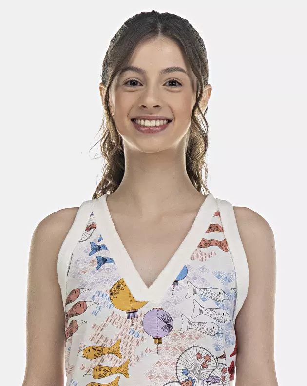 Camisola Feminina Adulto Regata Decote V