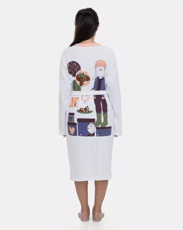  Roupão Feminino Adulto Manga Longa EstampaPat