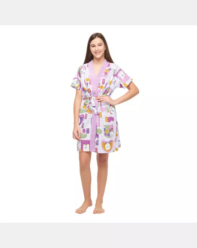 Robe Feminino Adulto Manga Curta