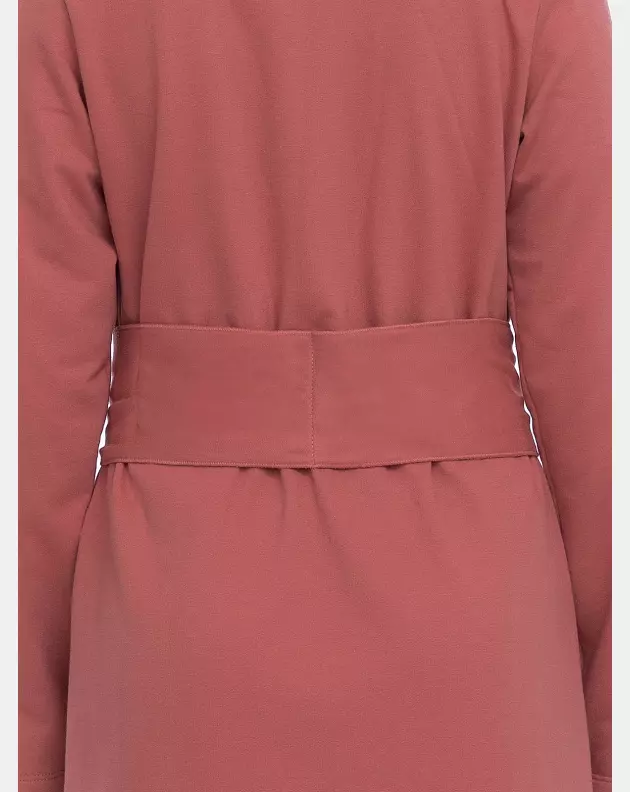 Robe Feminino  Adulto Manga Longa Transpasse Cinto Rosa