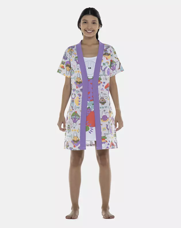Robe Feminino Adulto  Manga Curta