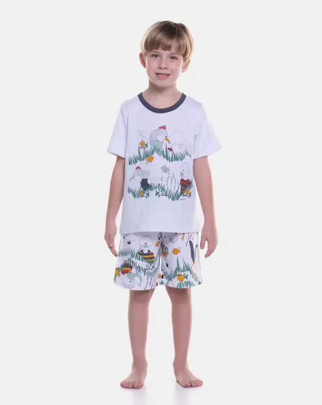 Pijama manga curta e bermuda