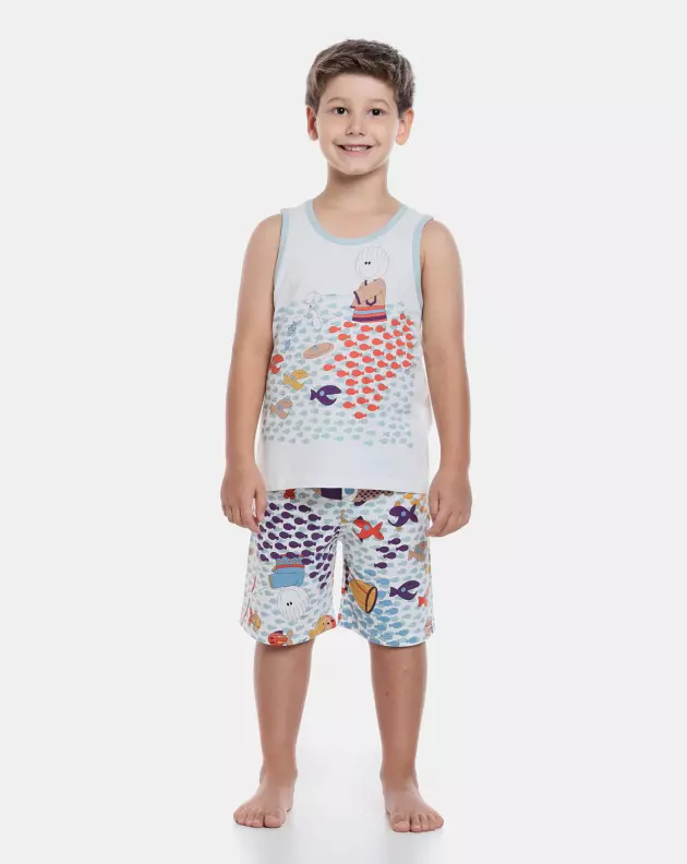 Pijama Masculino Kids  Regata e Bermuda