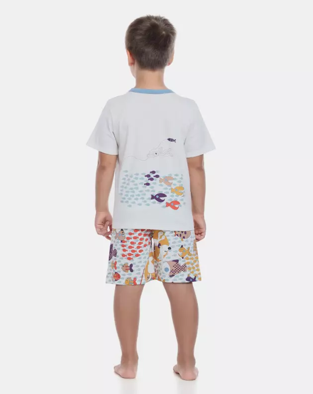 Pijama Masculino Kids Manga Curta e Bermuda