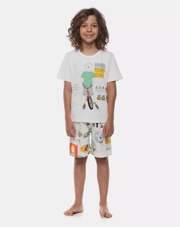 Pijama Manga Curta e Bermuda