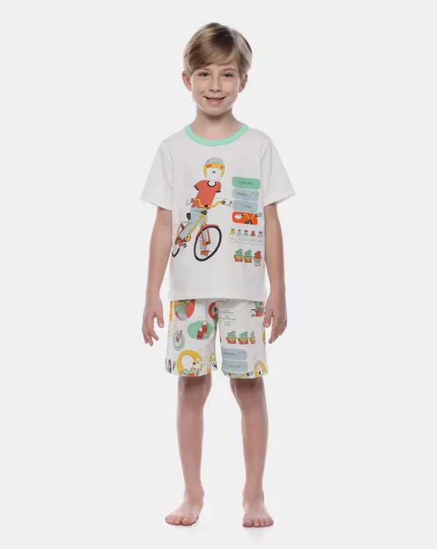 Pijama Masculino Kids Manga Curta e Bermuda