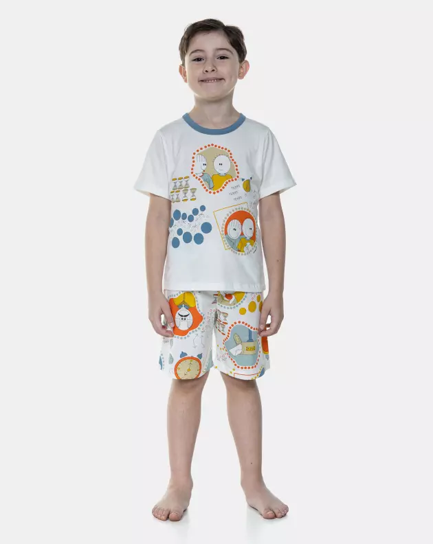 Conjunto de Pijama Infantil Masculino  Curto e Bermuda Bill e Jim