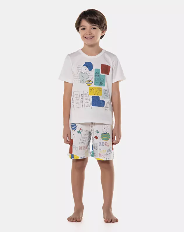 Pijama manga curta e bermuda