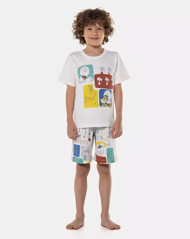 Pijama manga curta e bermuda