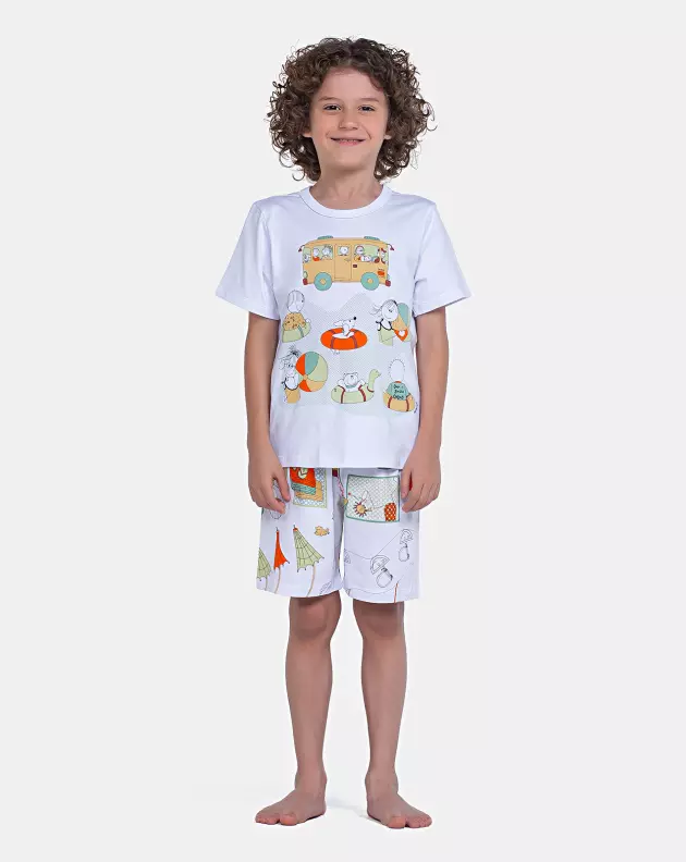 Pijama Manga Curta e Bermuda