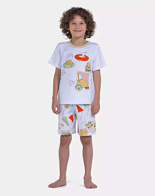 Pijama Manga Curta e Bermuda