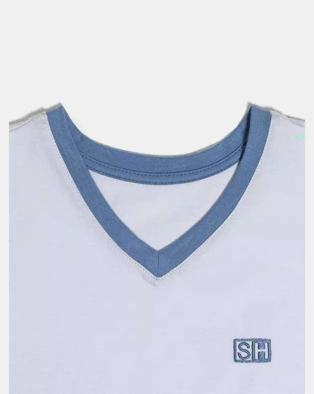 Pijama Masculino Kids Manga Curta e Bermuda Decote V