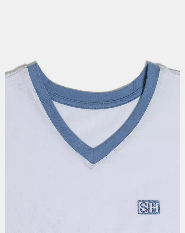 Pijama Masculino Kids Manga Curta e Bermuda Decote V