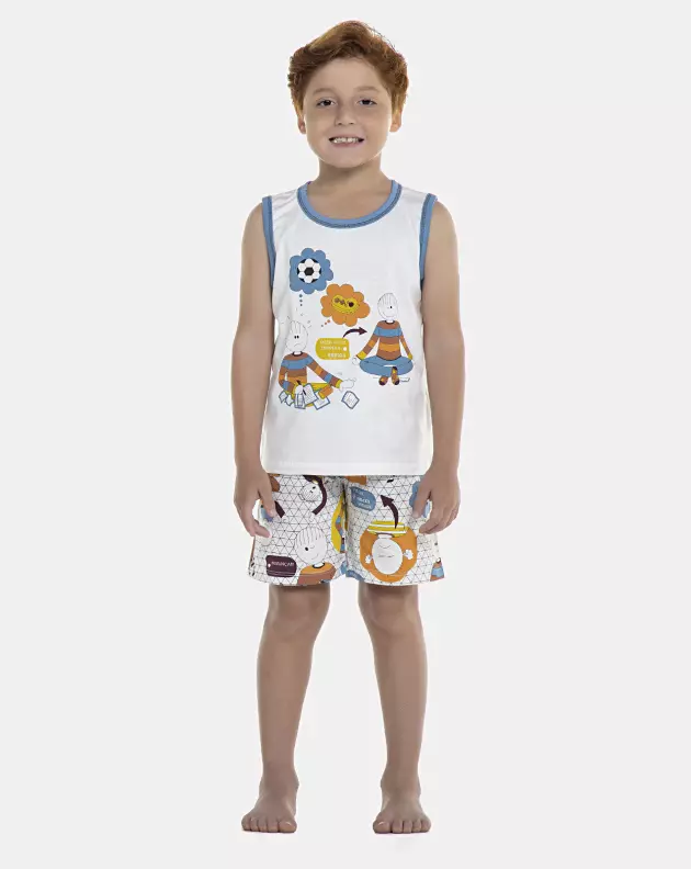Pijama Masculino Kids Regata Machão e Bermuda