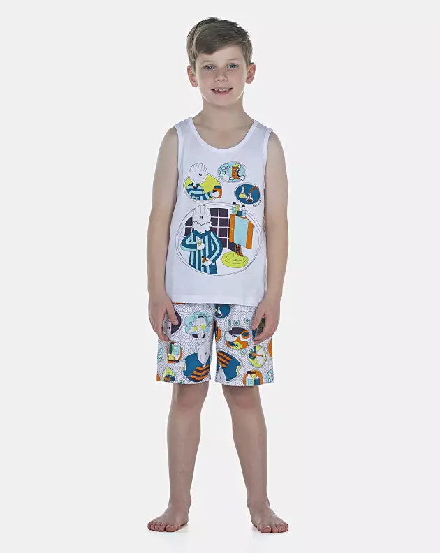 Pijama Masculino Kids  Regata e Bermuda