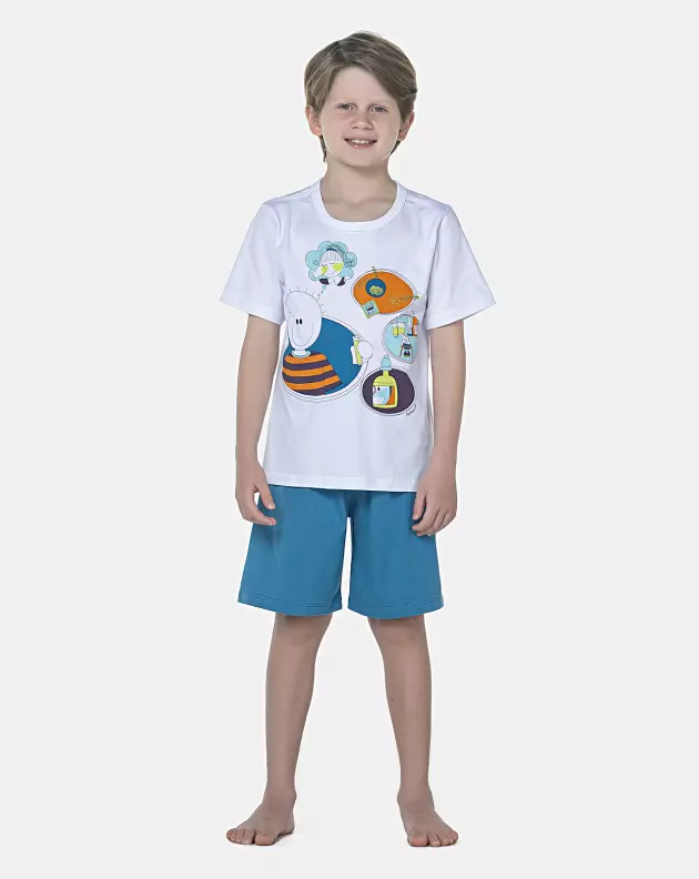 Pijama Masculino Kids Manga Curta e Bermuda