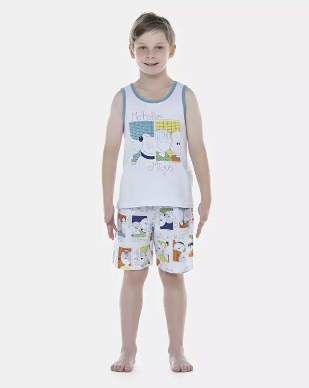Pijama Masculino Kids  Regata e Bermuda