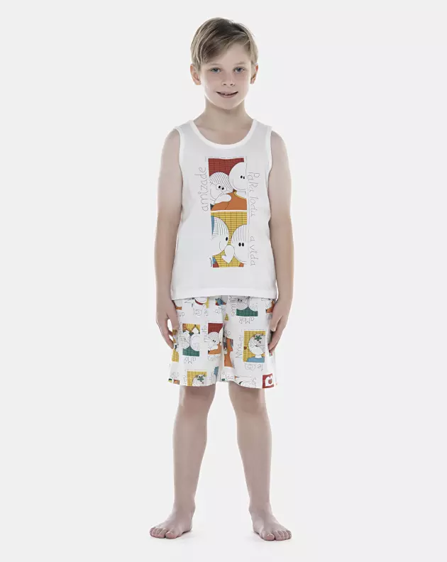 Pijama Masculino Kids  Regata e Bermuda