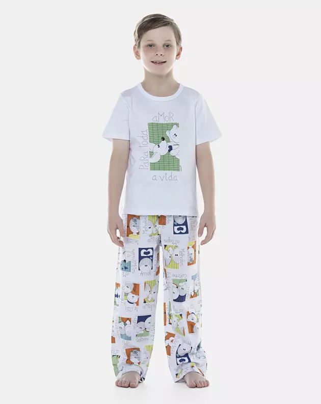 Pijama Masculino Kids Manga Curta e Calça