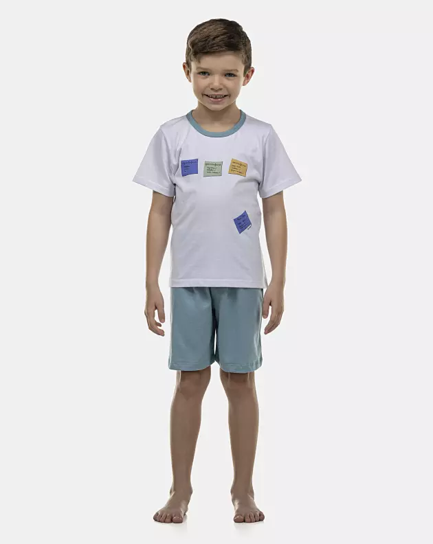 Pijama Masculino Kids Manga Curta e Bermuda
