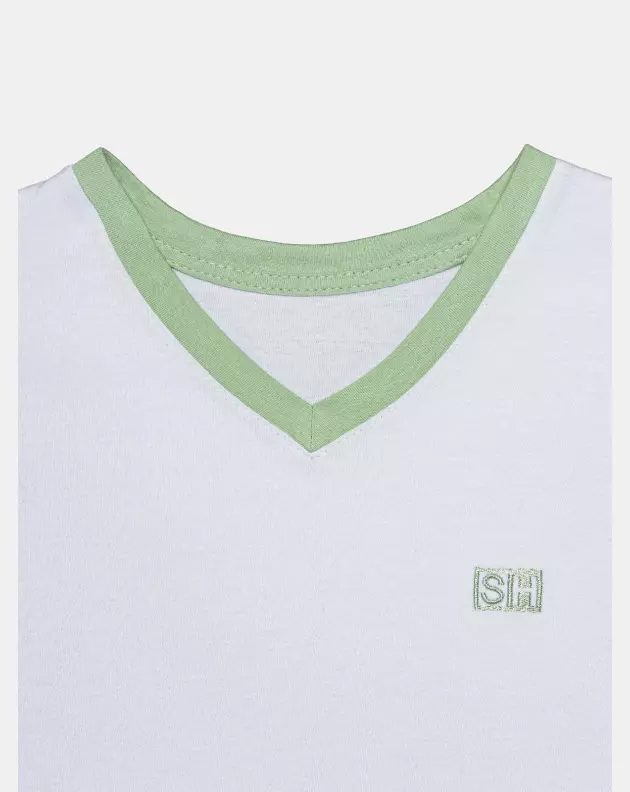 Pijama Masculino Kids Manga Curta Decote V e Bermuda 