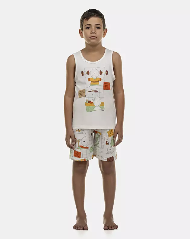 Pijama Masculino Kids  Regata e Bermuda