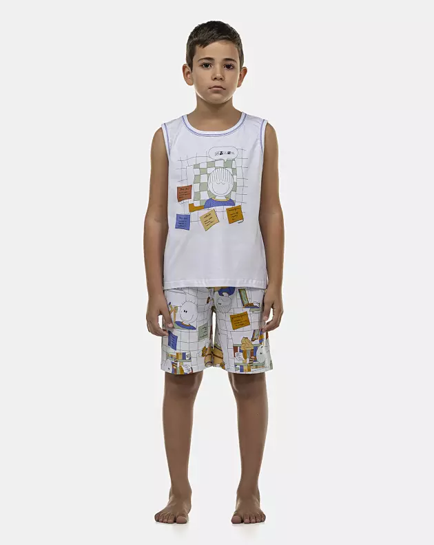 Pijama Masculino Kids Regata Machão e Bermuda